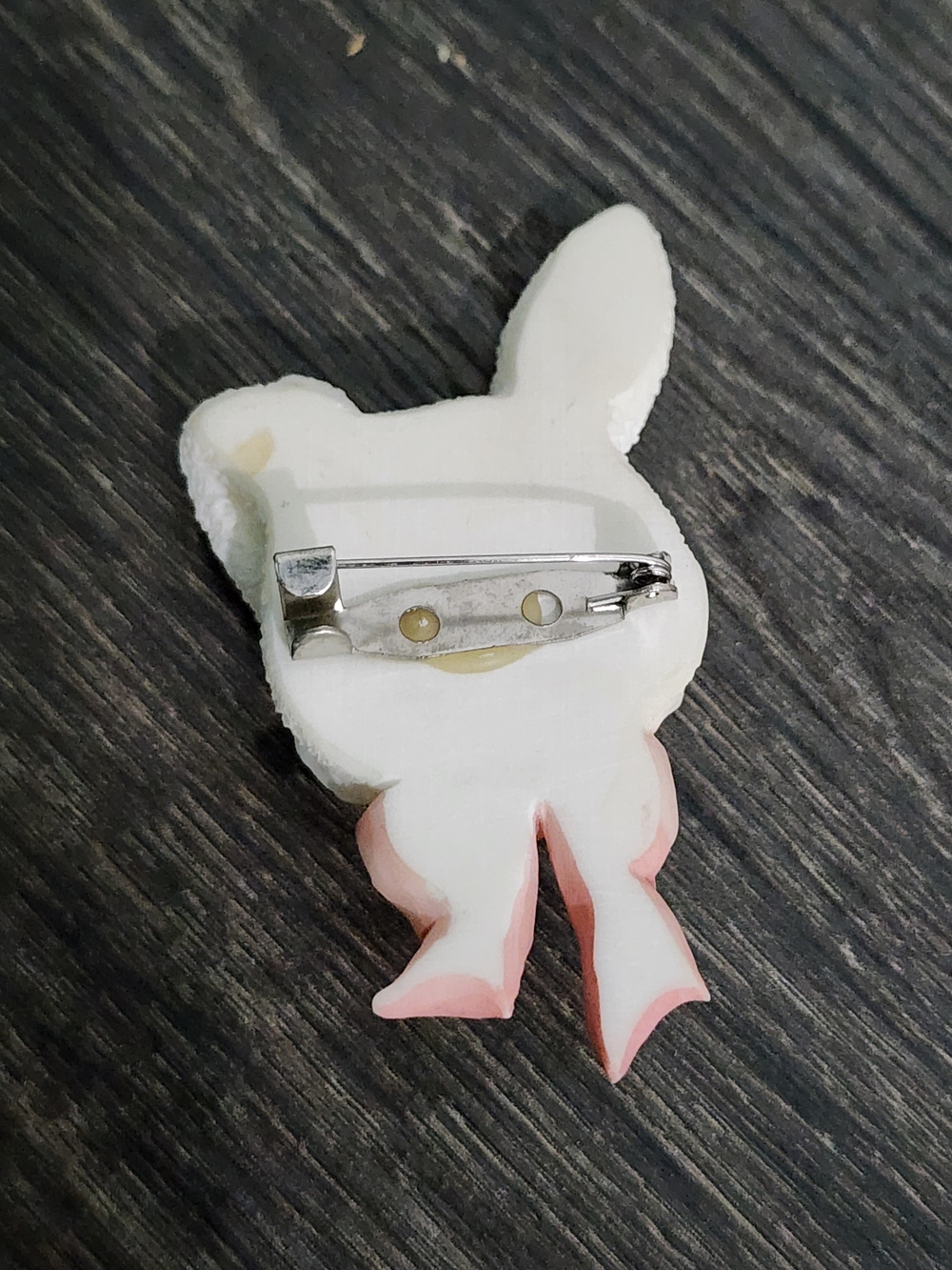 Cherished Teddies Bunny Bear Brooch in Cream, White, Pink - Picture 2 of 2